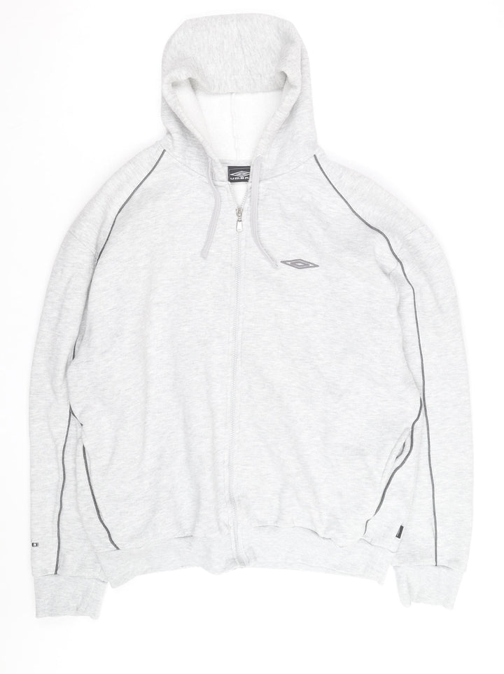 Umbro Men's Grey XL Full Zip Fleece Hoodie Sweatshirt