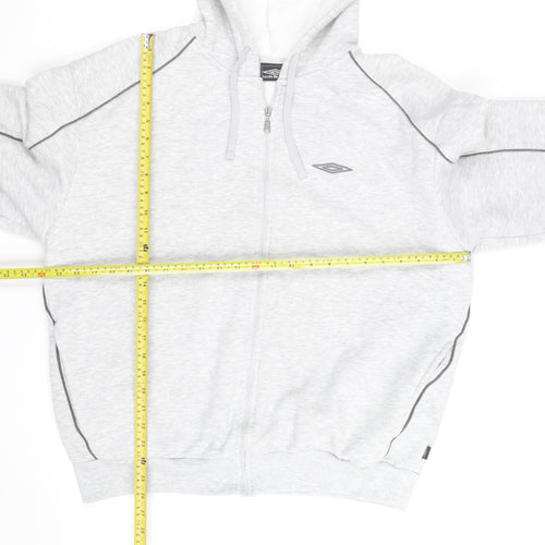 Umbro Men's Grey XL Full Zip Fleece Hoodie Sweatshirt