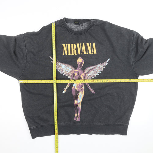 Nirvana Women's Black Pullover Sweatshirt Size 10/12 Crew Neck Rock Graphic