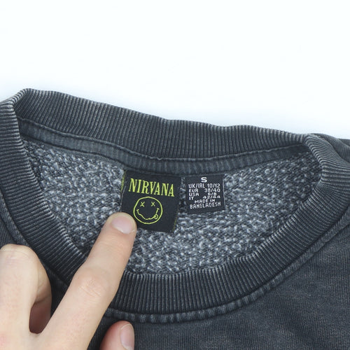 Nirvana Women's Black Pullover Sweatshirt Size 10/12 Crew Neck Rock Graphic