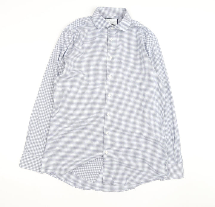 Charles Tyrwhitt Men's Blue Check Slim Fit Non-Iron Dress Shirt 16/41