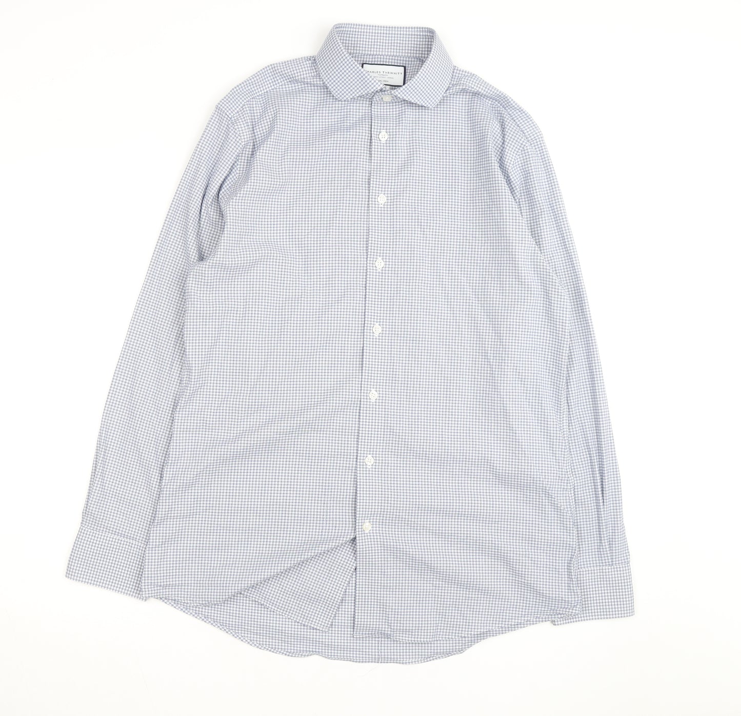 Charles Tyrwhitt Men's Blue Check Slim Fit Non-Iron Dress Shirt 16/41