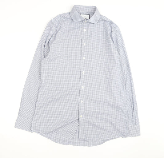 Charles Tyrwhitt Men's Blue Check Slim Fit Non-Iron Dress Shirt 16/41
