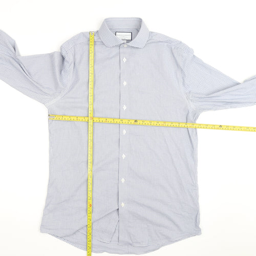 Charles Tyrwhitt Men's Blue Check Slim Fit Non-Iron Dress Shirt 16/41