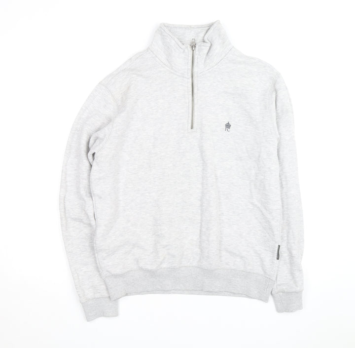 French Connection Men's Grey 1/2 Zip Sweatshirt Size M