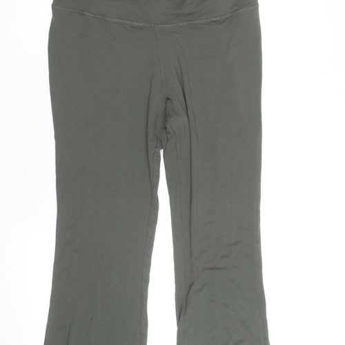H&M Women Green Yoga Flared Trousers M Regular Fit Cotton Stretch