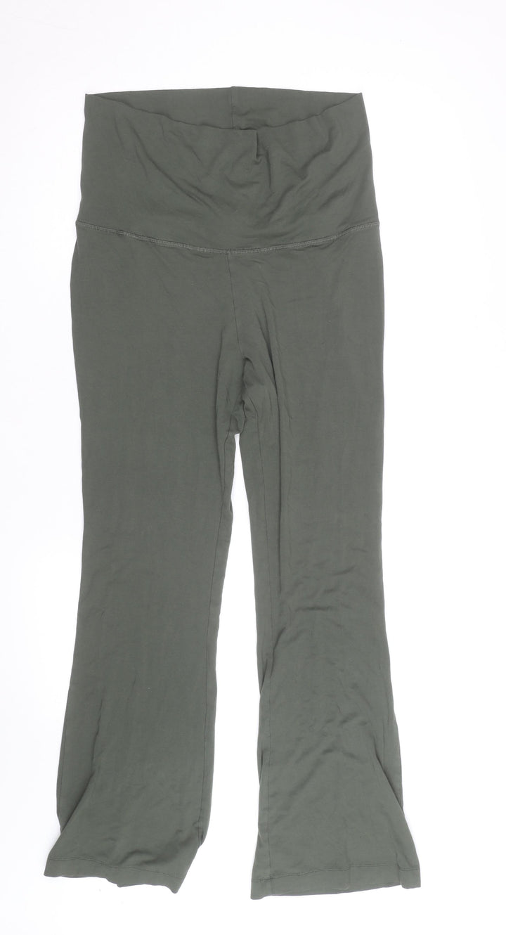 H&M Women Green Yoga Flared Trousers M Regular Fit Cotton Stretch