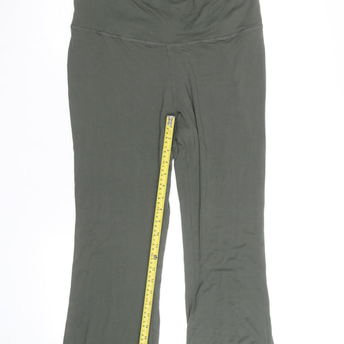 H&M Women Green Yoga Flared Trousers M Regular Fit Cotton Stretch