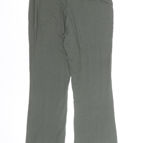 H&M Women Green Yoga Flared Trousers M Regular Fit Cotton Stretch