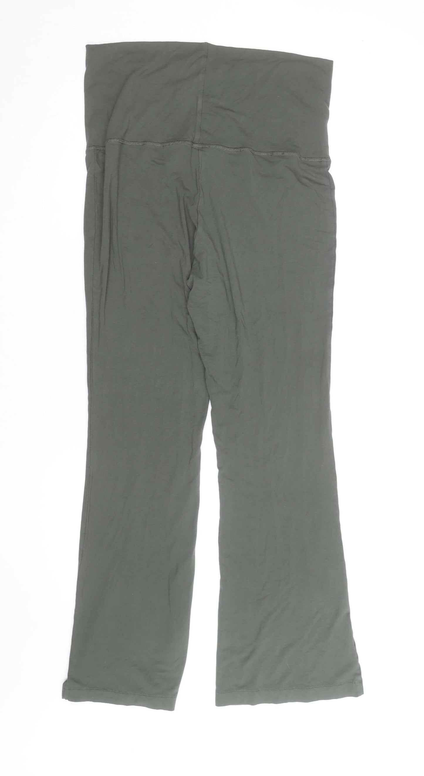 H&M Women Green Yoga Flared Trousers M Regular Fit Cotton Stretch