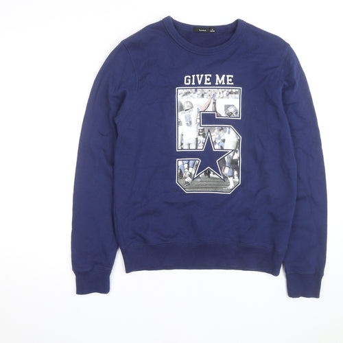 Bossini Men's Blue Graphic Print Pullover Sweatshirt XS