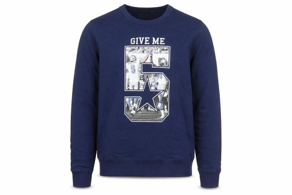Front view of Bossini Men's Blue Graphic Print Pullover Sweatshirt XS
