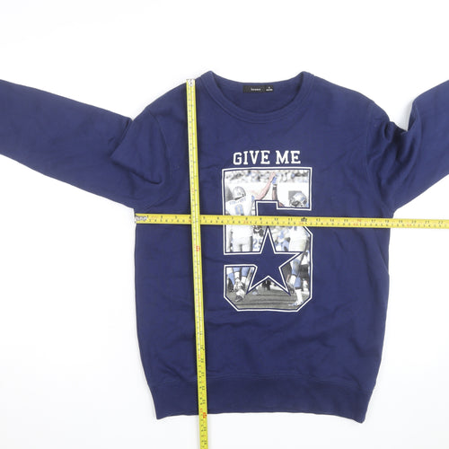 Bossini Men's Blue Graphic Print Pullover Sweatshirt XS