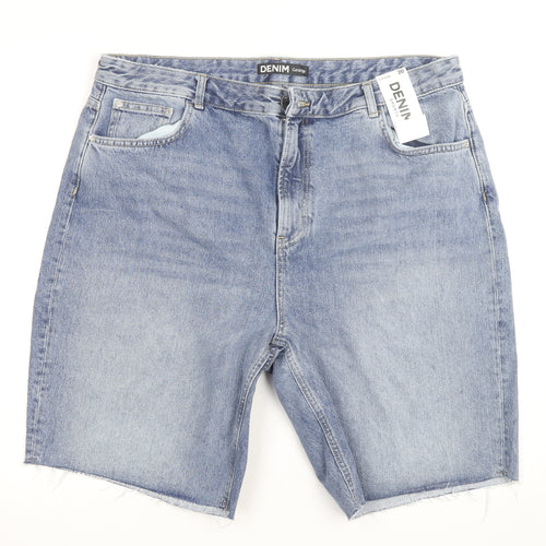 George Men's Blue Denim Chino Shorts Light Wash 100% Cotton Size L