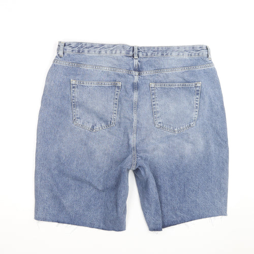 George Men's Blue Denim Chino Shorts Light Wash 100% Cotton Size L