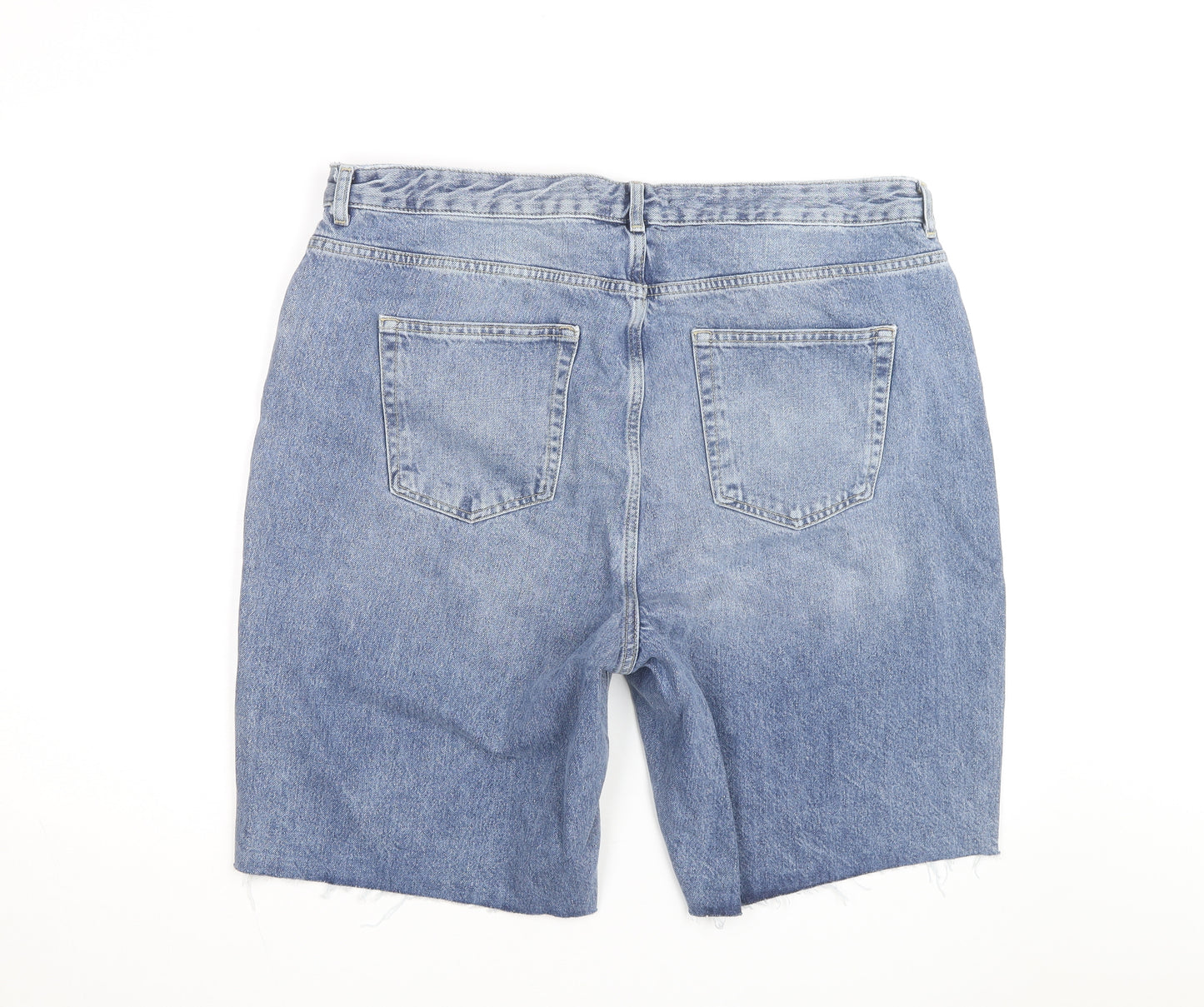 George Men's Blue Denim Chino Shorts Light Wash 100% Cotton Size L