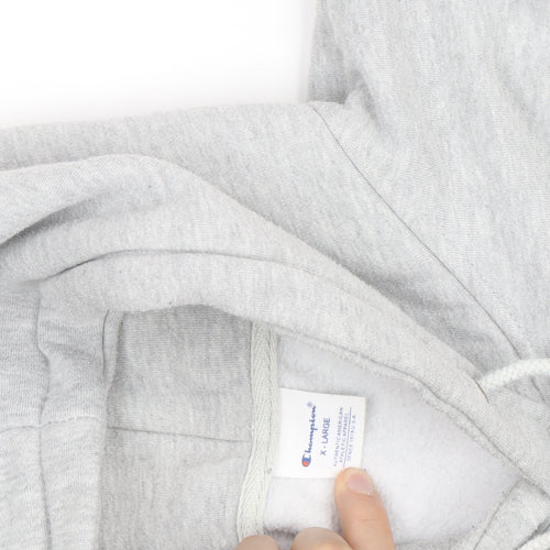 Champion Men's Grey XL Pullover Hoodie Embroidered Logo