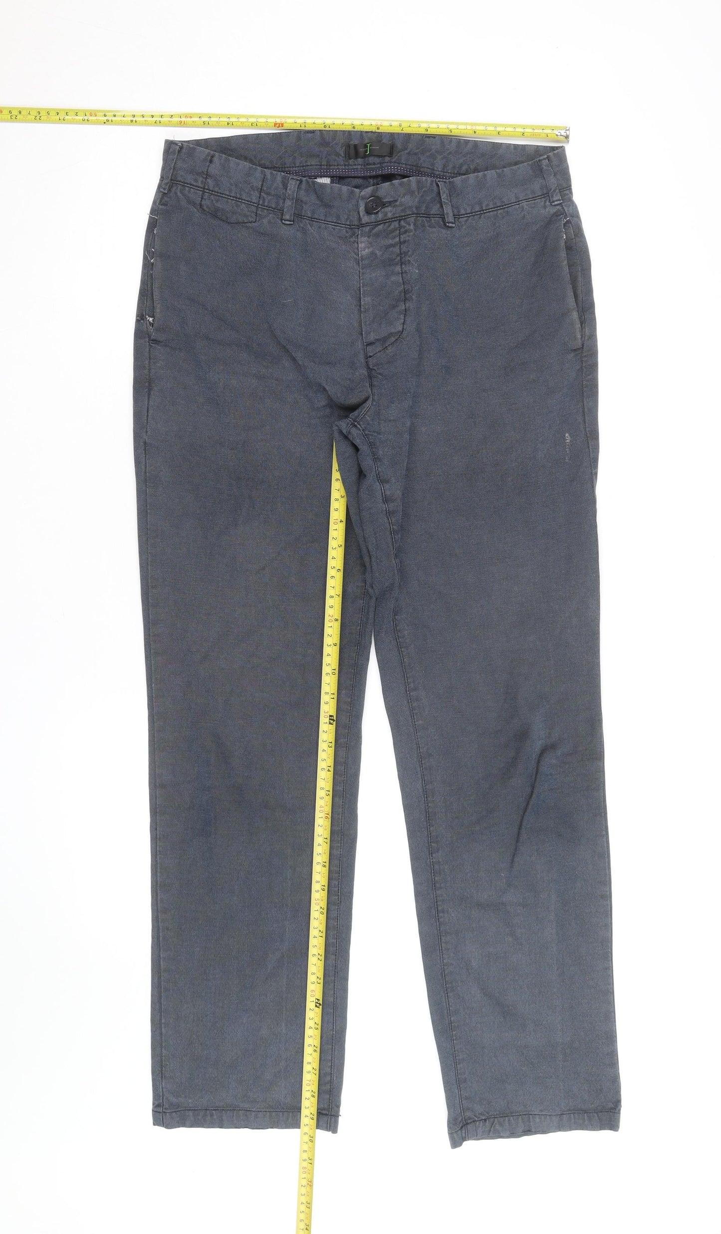 Jacamo Men's Blue Chino Trousers 34R Cotton Blend Regular Fit