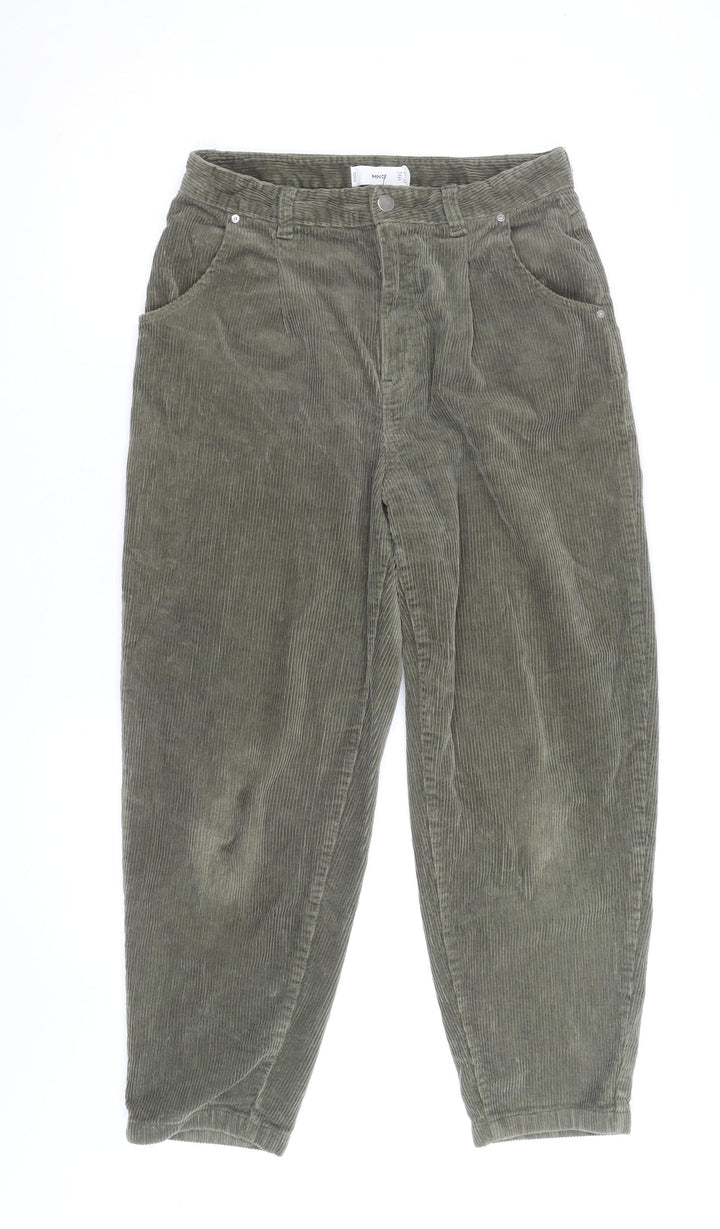 Mango Women's Green Corduroy Chino Trousers Size 10