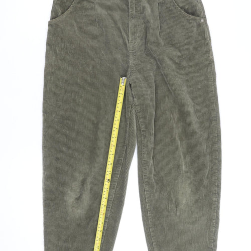 Mango Women's Green Corduroy Chino Trousers Size 10