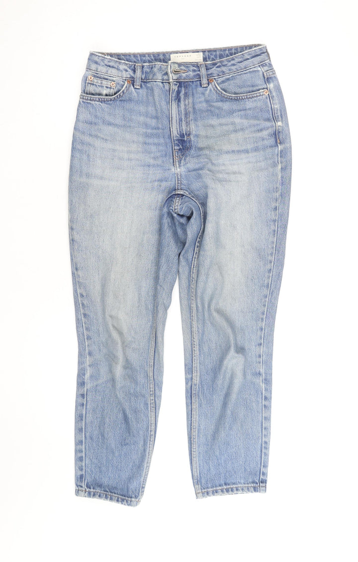Topshop Women's Blue High Rise Mom Jeans Size 10 Regular Denim