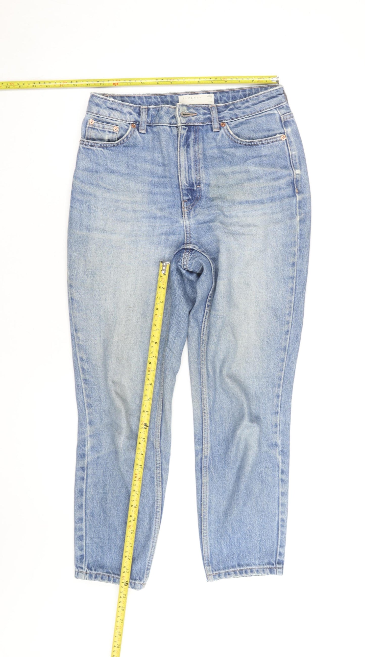 Topshop Women's Blue High Rise Mom Jeans Size 10 Regular Denim