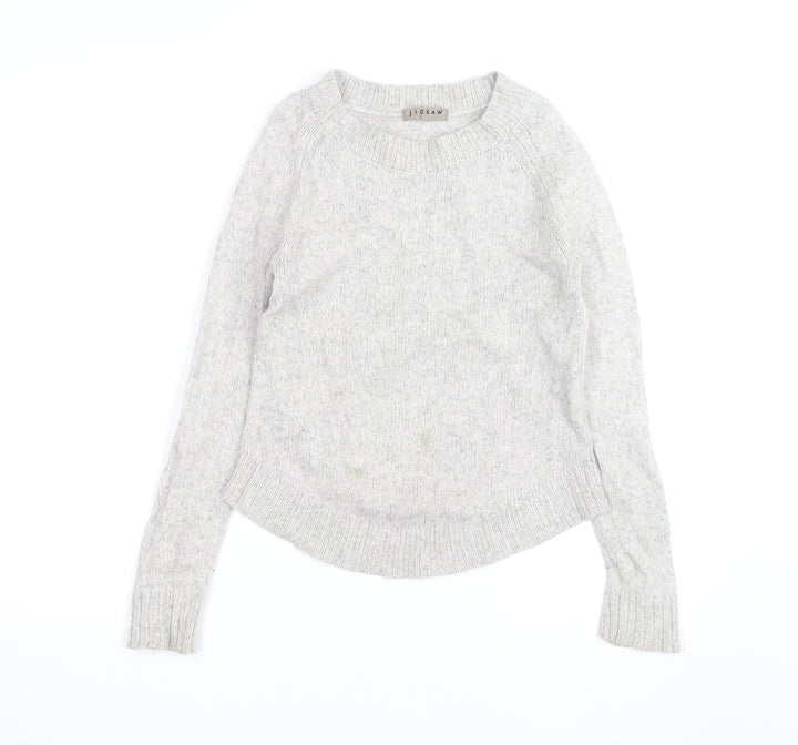 Jigsaw Womens Grey Wool Crew Neck Pullover Jumper Size S