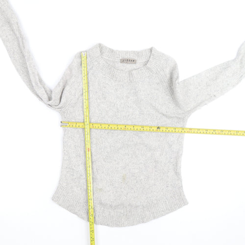 Jigsaw Womens Grey Wool Crew Neck Pullover Jumper Size S