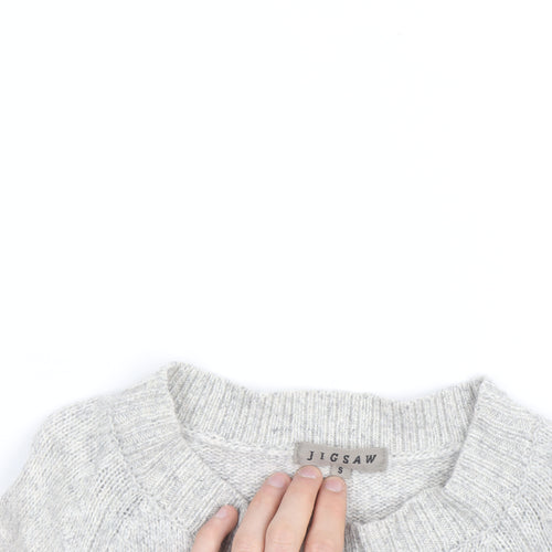 Jigsaw Womens Grey Wool Crew Neck Pullover Jumper Size S