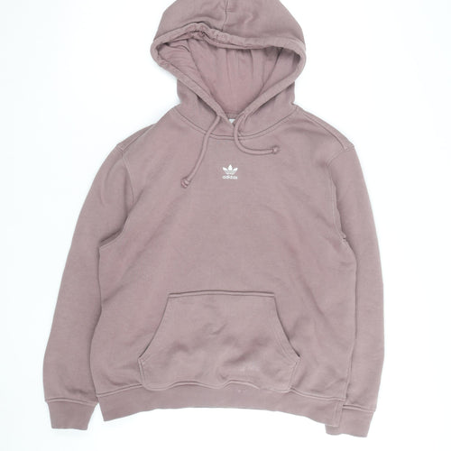 Adidas Women Mauve Hoodie Size 10 Pullover Logo Cotton Blend