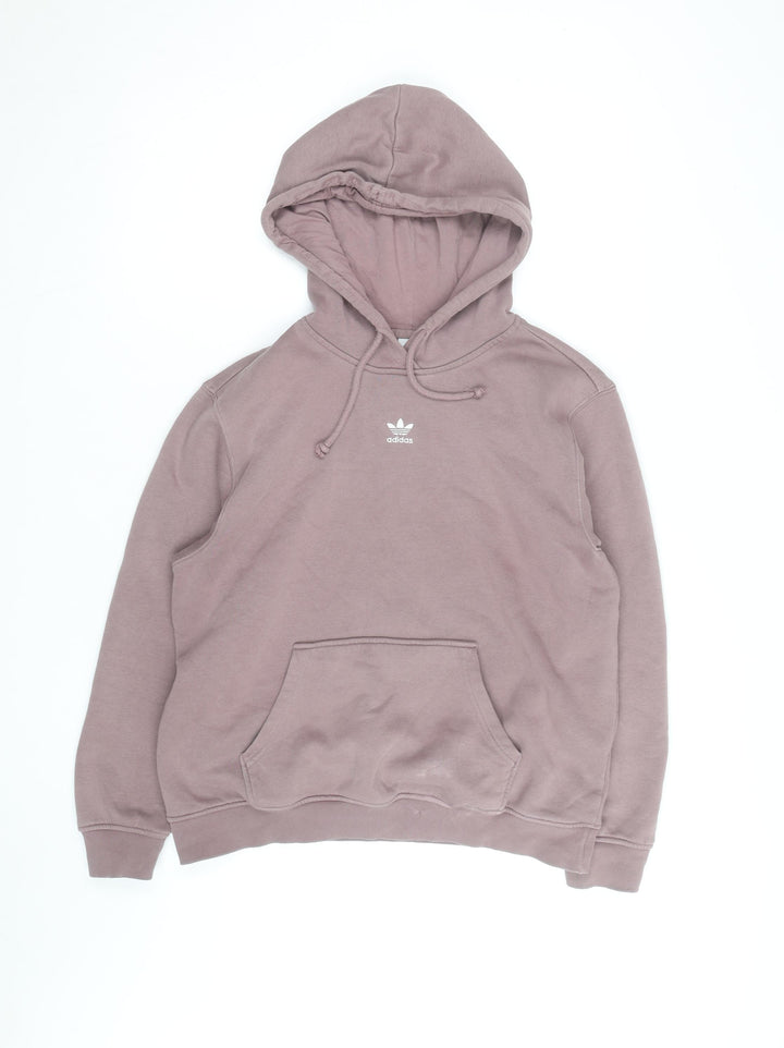 Adidas Women Mauve Hoodie Size 10 Pullover Logo Cotton Blend