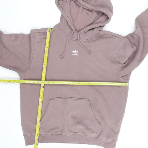 Adidas Women Mauve Hoodie Size 10 Pullover Logo Cotton Blend