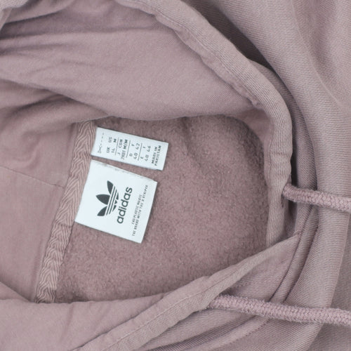 Adidas Women Mauve Hoodie Size 10 Pullover Logo Cotton Blend