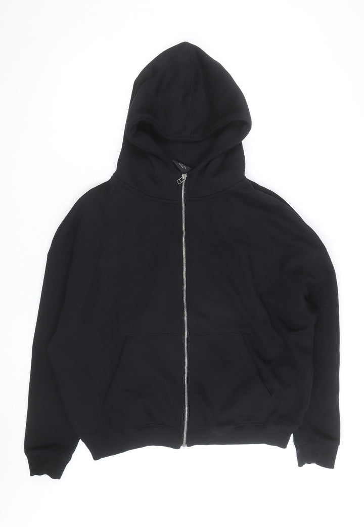 PULL&BEAR Men's Black Full Zip Hoodie Size L Regular Fit