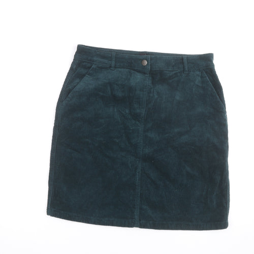 M&Co Women's Green Corduroy Knee Length Skirt UK 12 Straight Style
