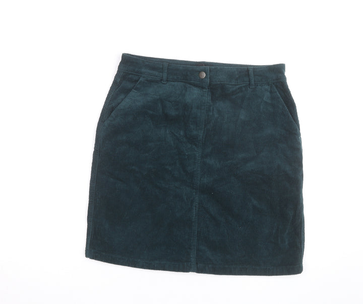 M&Co Women's Green Corduroy Knee Length Skirt UK 12 Straight Style