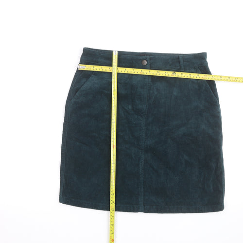 M&Co Women's Green Corduroy Knee Length Skirt UK 12 Straight Style