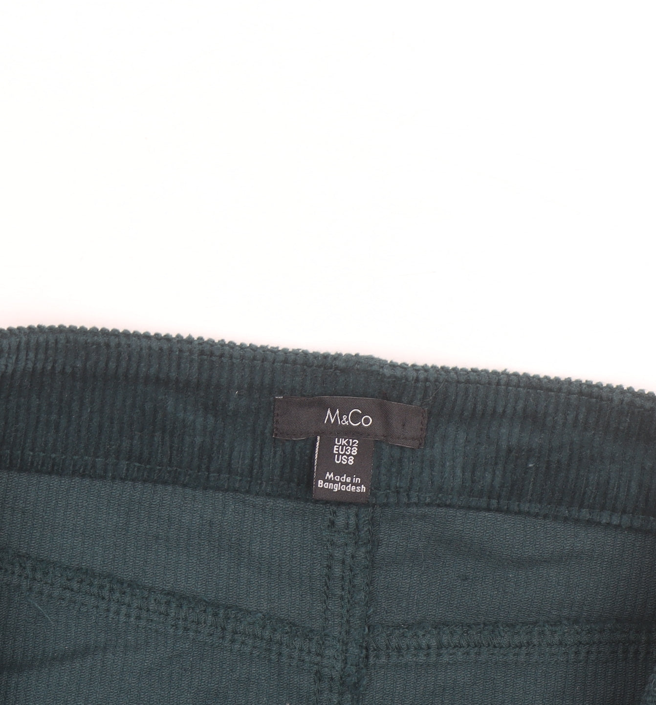 M&Co Women's Green Corduroy Knee Length Skirt UK 12 Straight Style
