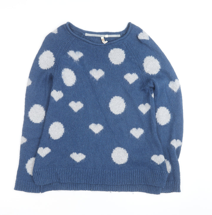 Holly Willoughby Women’s Blue Heart Knit Pullover Jumper Size 8