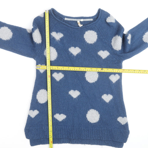 Holly Willoughby Women’s Blue Heart Knit Pullover Jumper Size 8