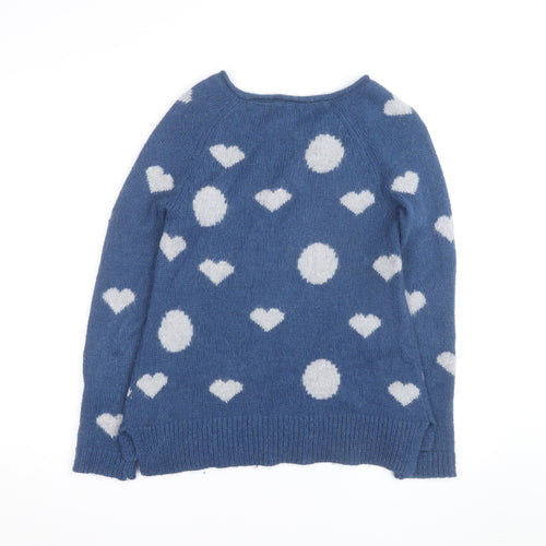 Holly Willoughby Women’s Blue Heart Knit Pullover Jumper Size 8