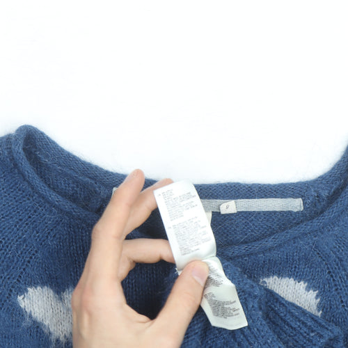 Holly Willoughby Women’s Blue Heart Knit Pullover Jumper Size 8