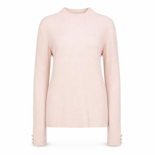 Lipsy Women Pink Ribbed Mock Neck Long Sleeve Pullover Jumper Size 10