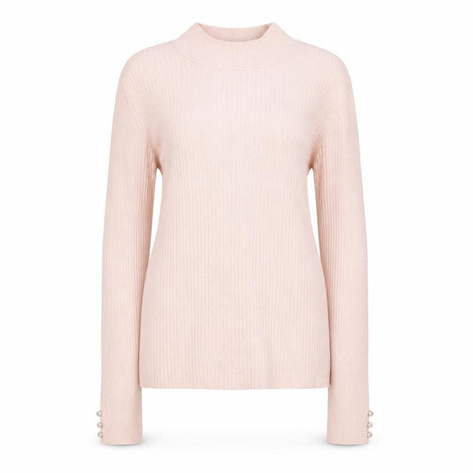 Front view of Lipsy Women Pink Ribbed Mock Neck Long Sleeve jumper, size 10