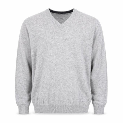 James Pringle Men's Grey Wool V-Neck Jumper Size L Classic Knit