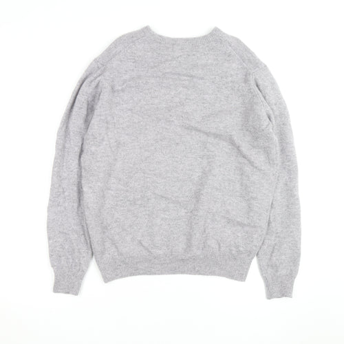 James Pringle Men's Grey Wool V-Neck Jumper Size L Classic Knit