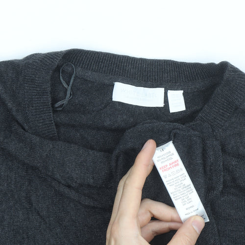 The White Company Women's Grey Crew Neck Jumper Size 16 Wool Blend