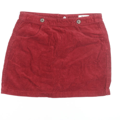 Tu Women Red Corduroy Petite Skirt Size 12 Short Straight Style