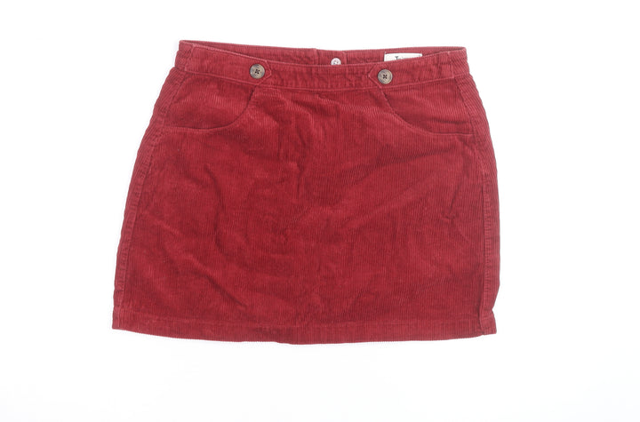 Tu Women Red Corduroy Petite Skirt Size 12 Short Straight Style