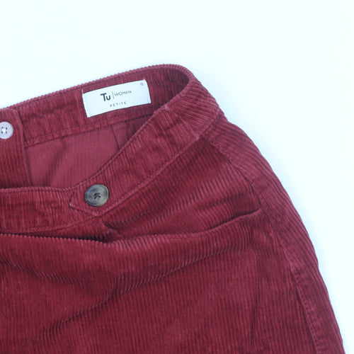 Tu Women Red Corduroy Petite Skirt Size 12 Short Straight Style